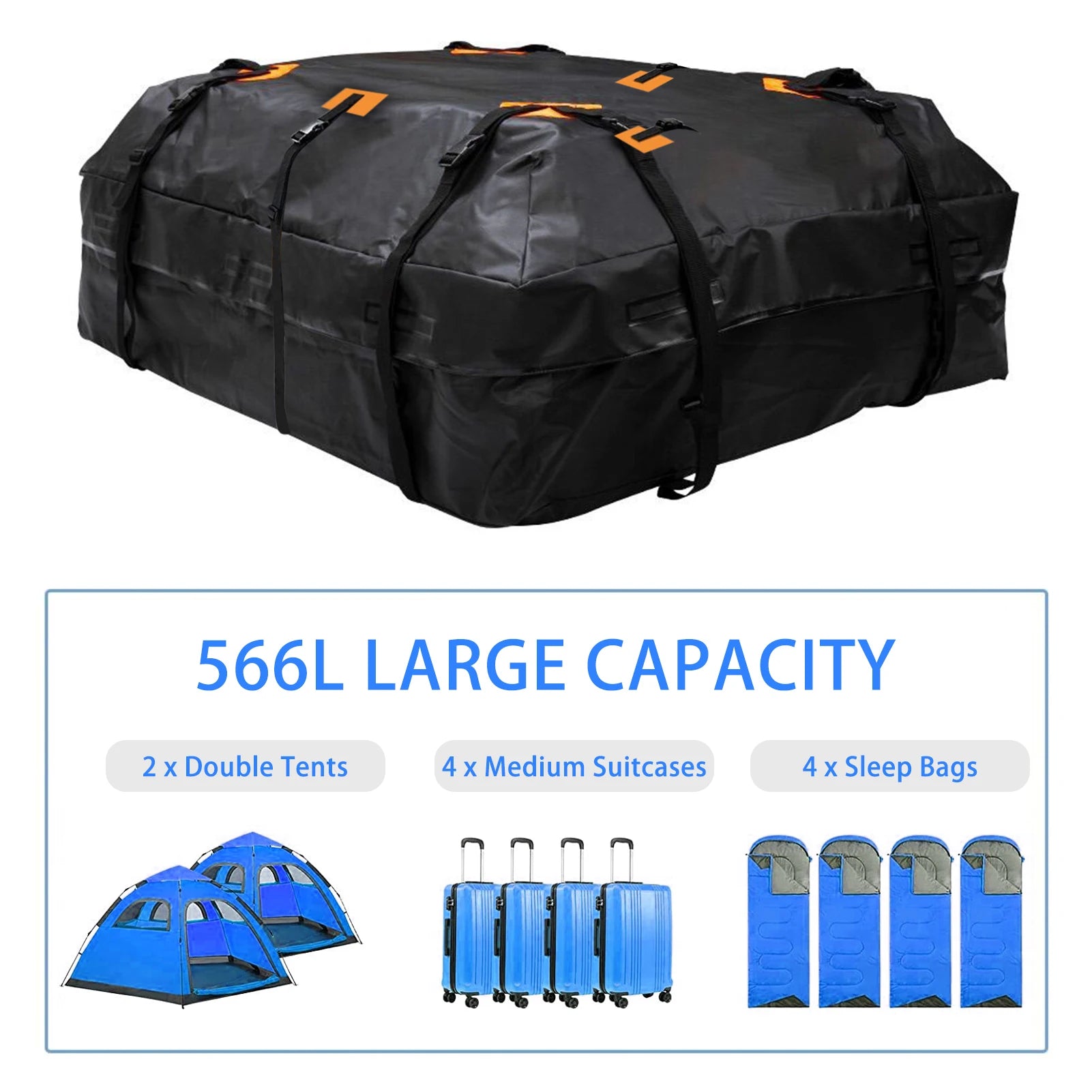 Universal Car Roof Cargo Bag for Vehicles with or without Roof Rack Crossbars Cargo Carrier Storage Bag 20 Cubic Feet Foldable