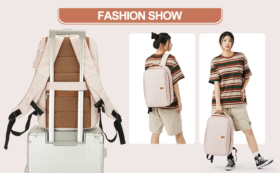 Laptop Backpack for Women, Large Travel Backpack Airline Approved with Luggage Strap, Water Resistant College Work Bag for Men