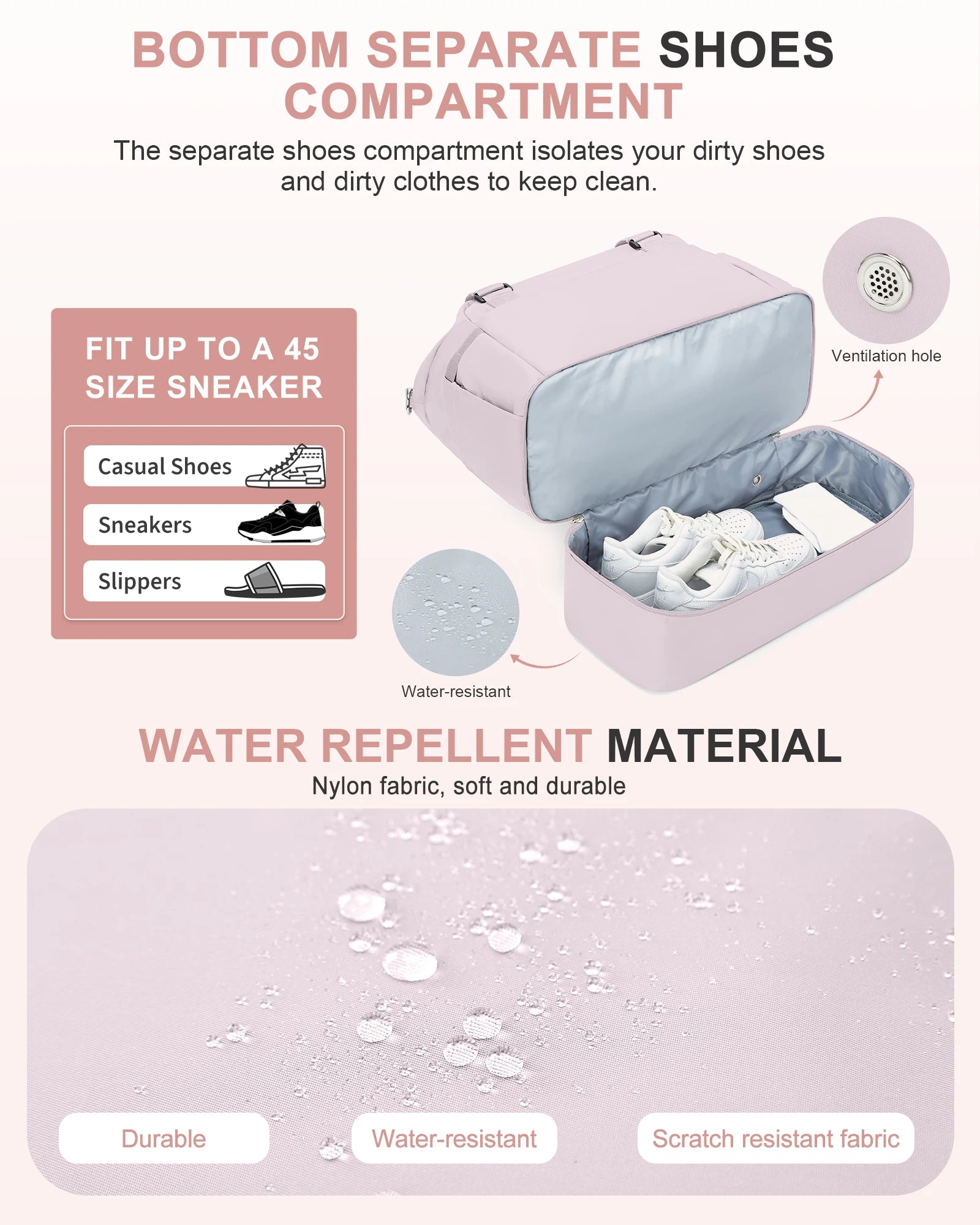 Gym Bag for Women, Large Travel Duffel Bag, Weekender Overnight Bag with Wet Pocket and Shoes Compartment for Travel, Gym, Yoga