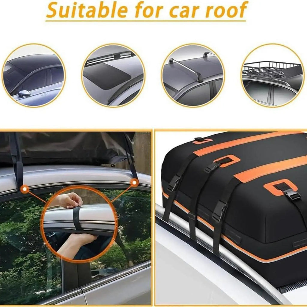 Rooftop Cargo Carrier Vehicle Luggage Bag Waterproof Travel Accessories Car Roof Bag L capacity for All Cars with/without Rack
