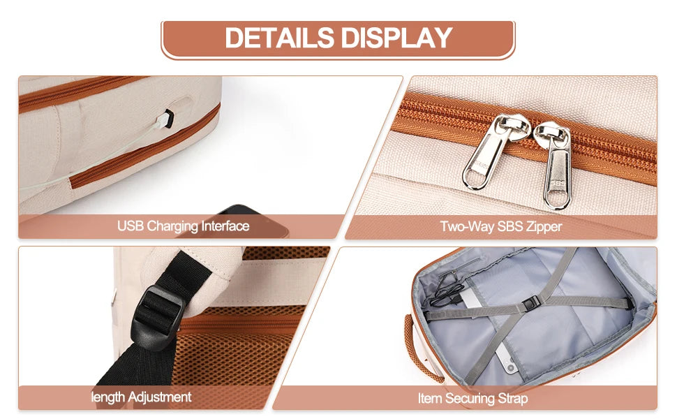 Laptop Backpack for Women, Large Travel Backpack Airline Approved with Luggage Strap, Water Resistant College Work Bag for Men