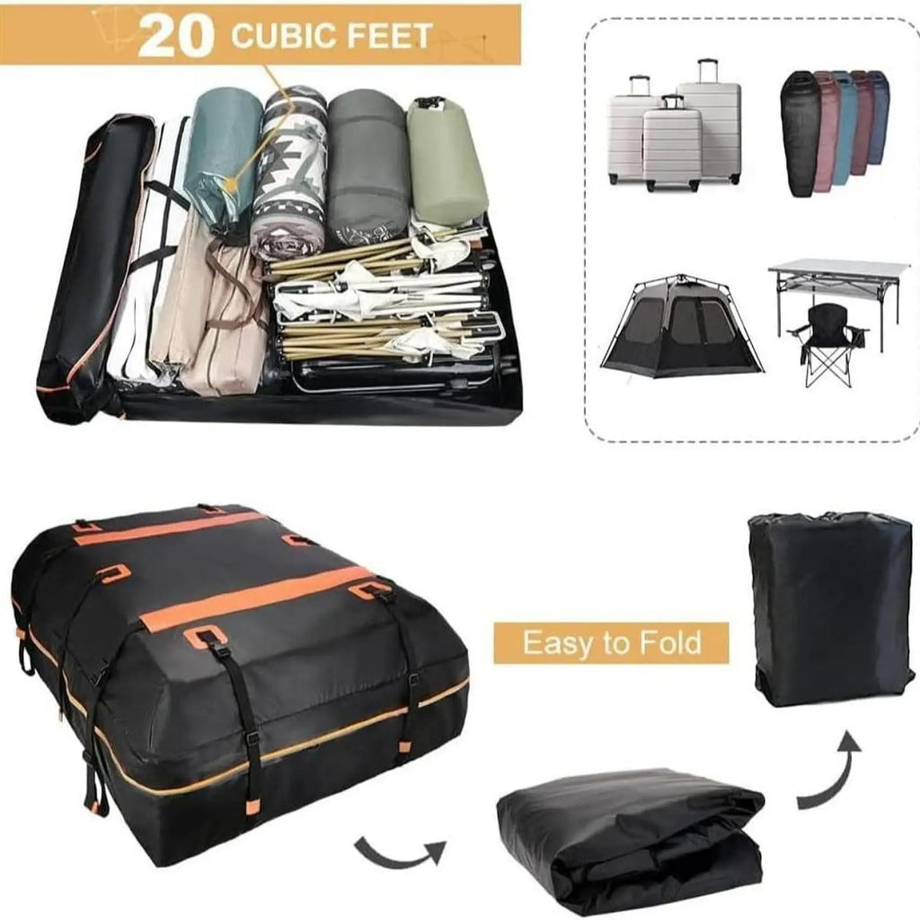 Rooftop Cargo Carrier Vehicle Luggage Bag Waterproof Travel Accessories Car Roof Bag L capacity for All Cars with/without Rack