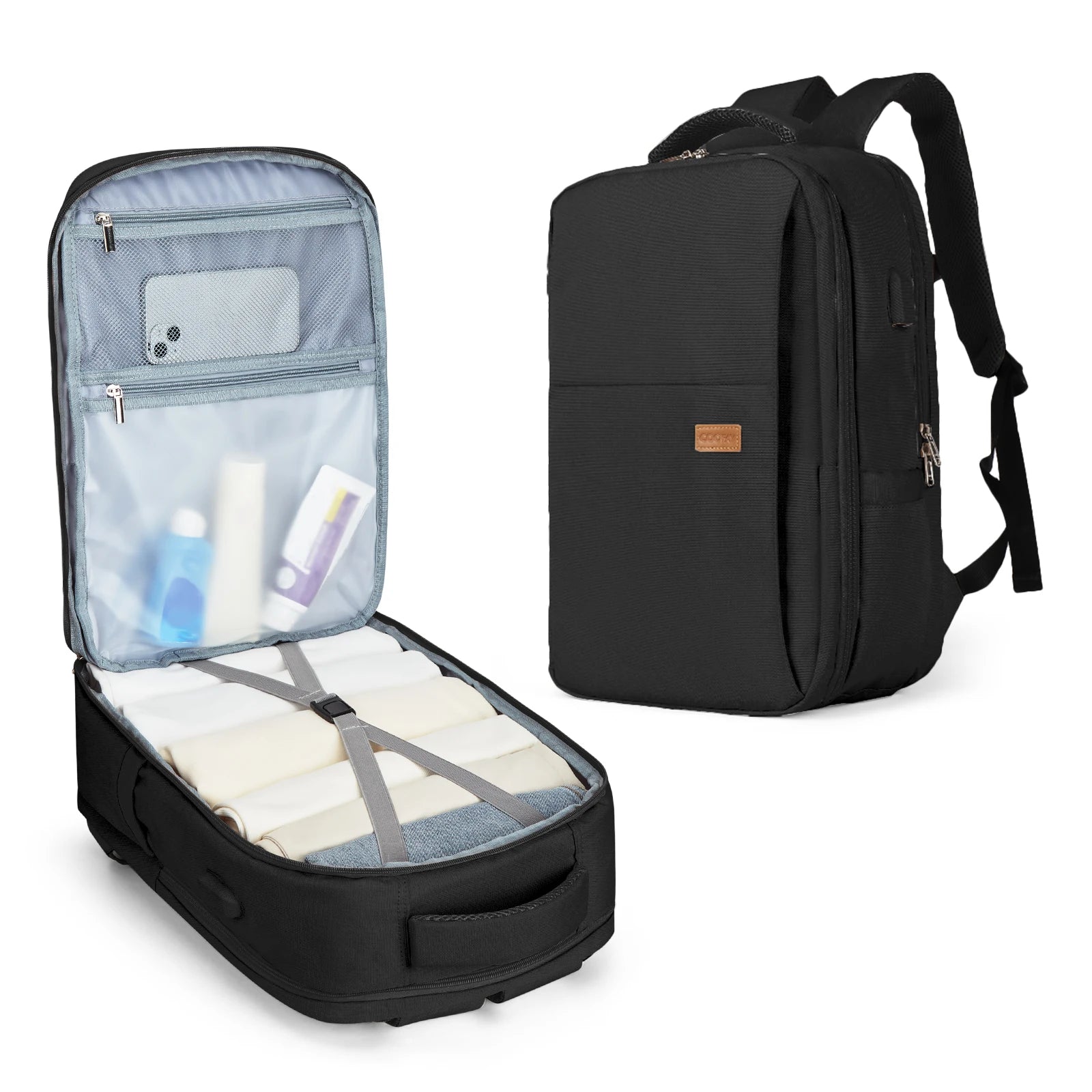 Laptop Backpack for Women, Large Travel Backpack Airline Approved with Luggage Strap, Water Resistant College Work Bag for Men