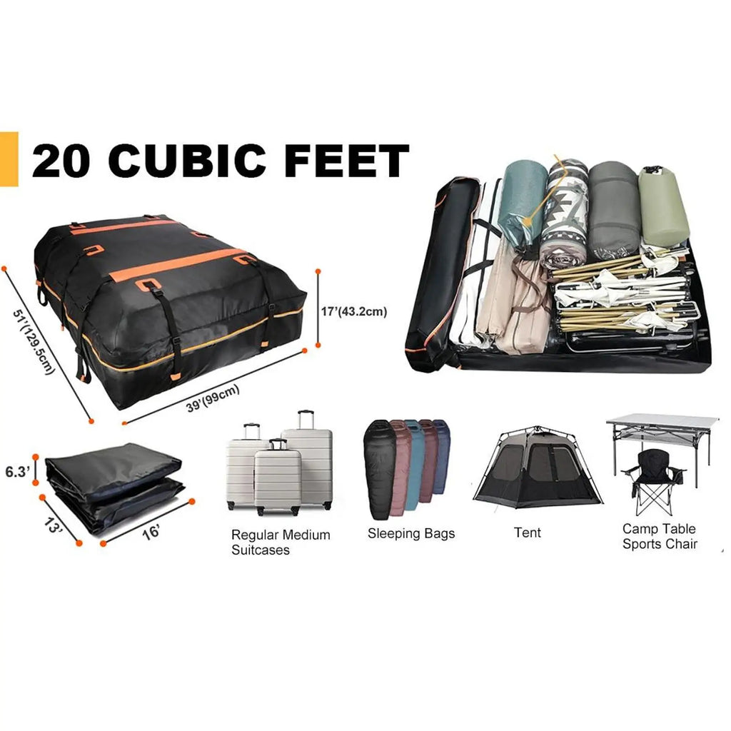 Rooftop Cargo Carrier Vehicle Luggage Bag Waterproof Travel Accessories Car Roof Bag L capacity for All Cars with/without Rack