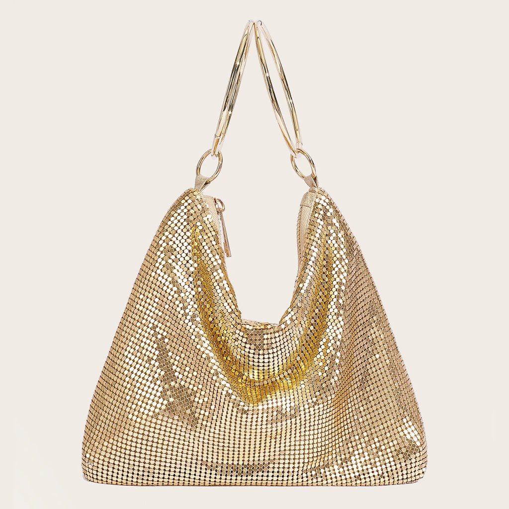 2024 Fashion Evening Bag Party Handbag for Women Large Capacity Gold Bag Aluminum Sheet Purse