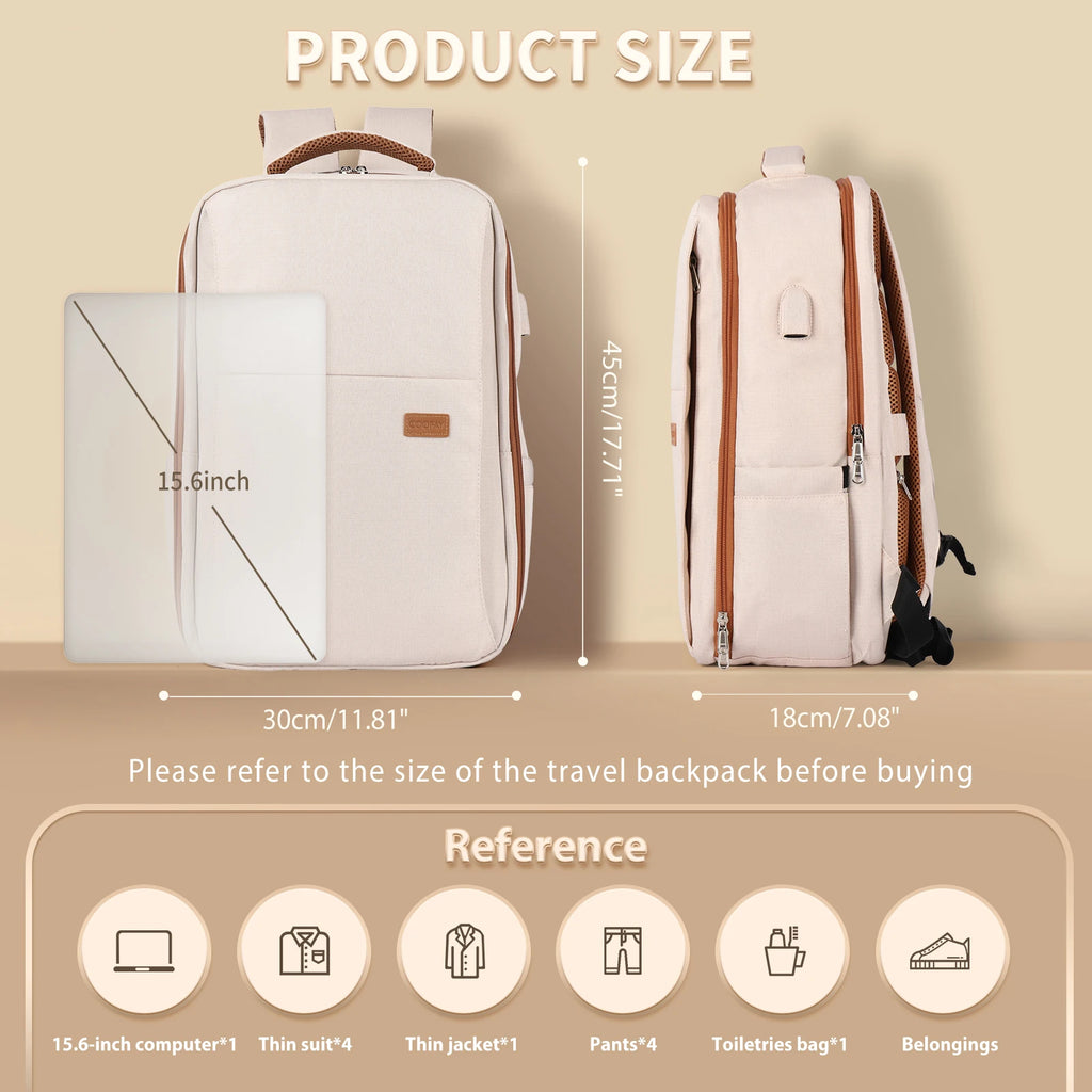 Laptop Backpack for Women, Large Travel Backpack Airline Approved with Luggage Strap, Water Resistant College Work Bag for Men