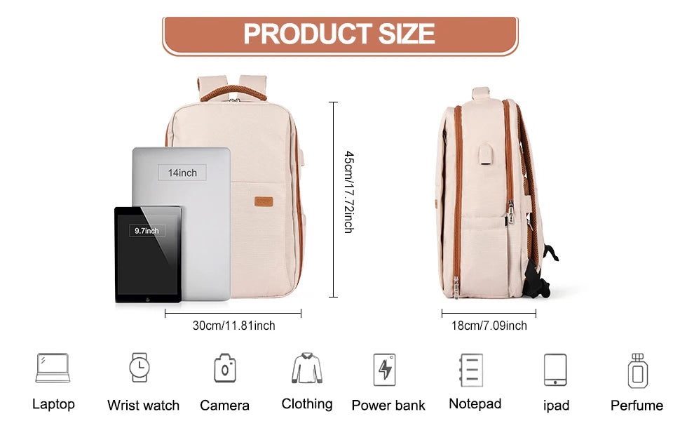 Laptop Backpack for Women, Large Travel Backpack Airline Approved with Luggage Strap, Water Resistant College Work Bag for Men