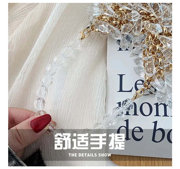 Evening Clutch Bags 2020 New Beaded Small Purses Women's Wallet Trendy Texture Transparent One-shoulder Messenger Bag Handmade