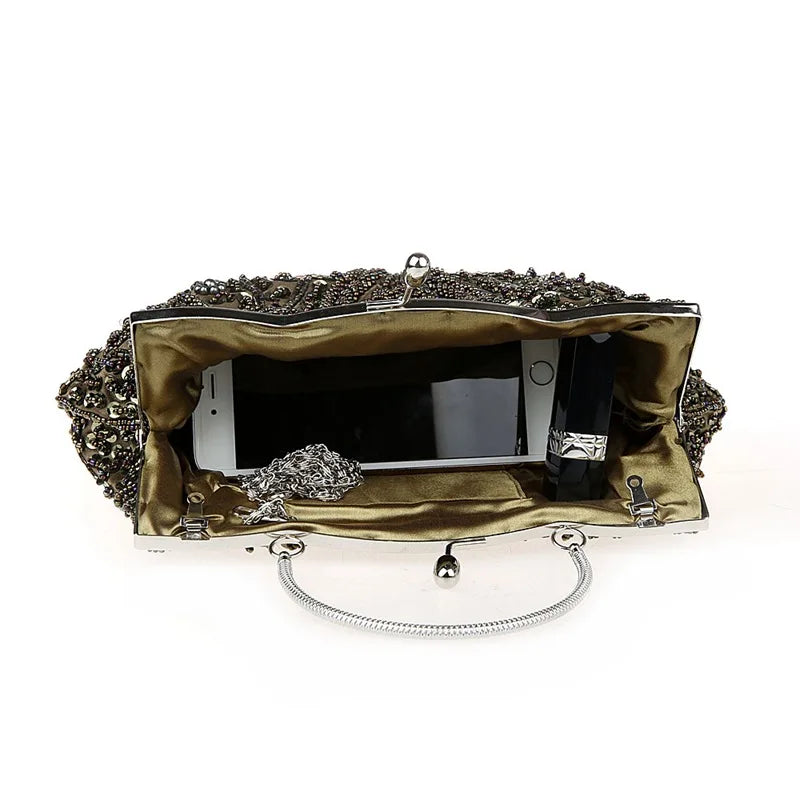 New Fashion Retro Women Evening Bags Beaded Ladies Clutch Purse Shoulder Chain Wedding Party Handbags Bags Purses and Handbags