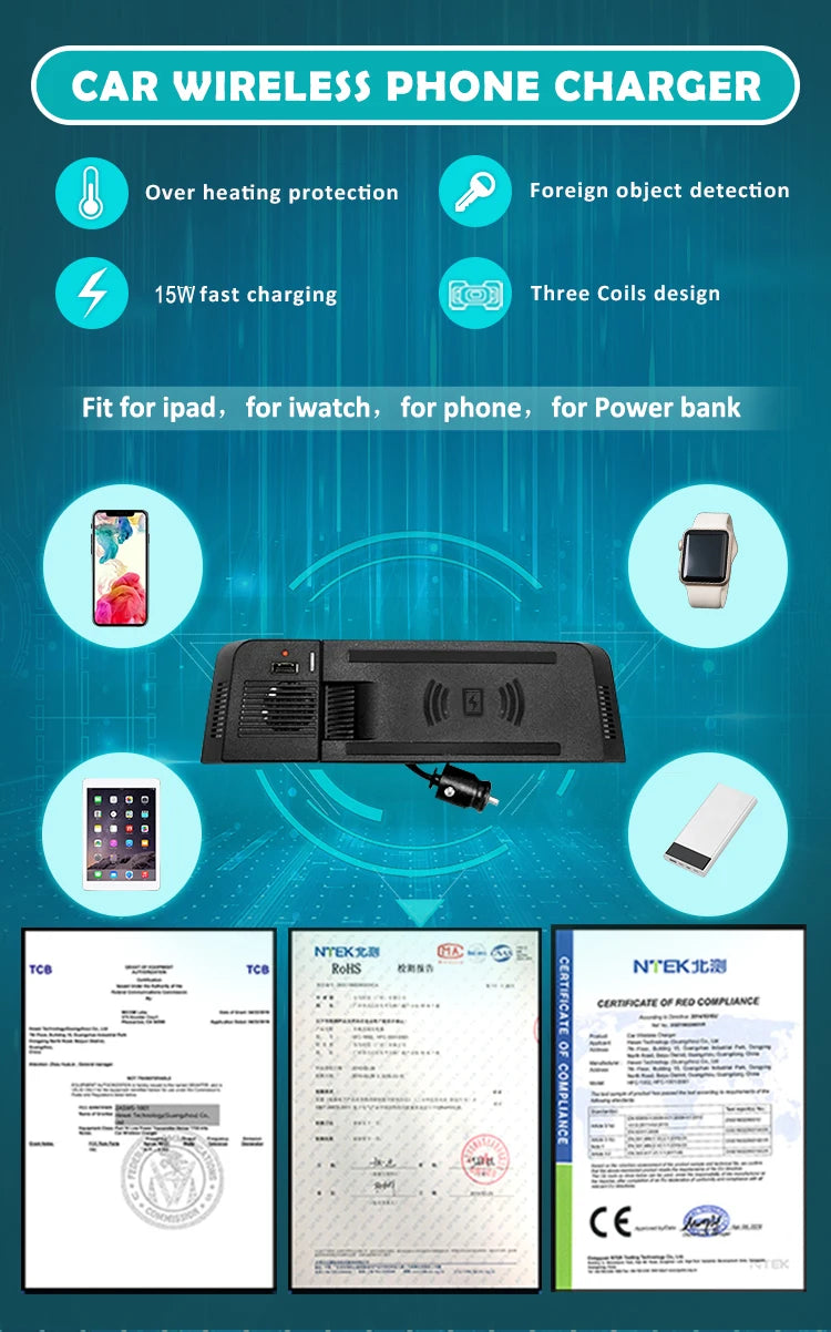 Car wireless charger for Audi A4 B8 B9 A4 Allroad A5 S5 RS5 Q5 SQ5 Fast charge phone charger charging pad plug and play interior