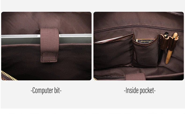 Laptop Bag Computer Handbag 15.6 16 inch Leather Business Travel Bag Cowhide Single Shoulder Bag Men's Briefcase For Lenovo Air