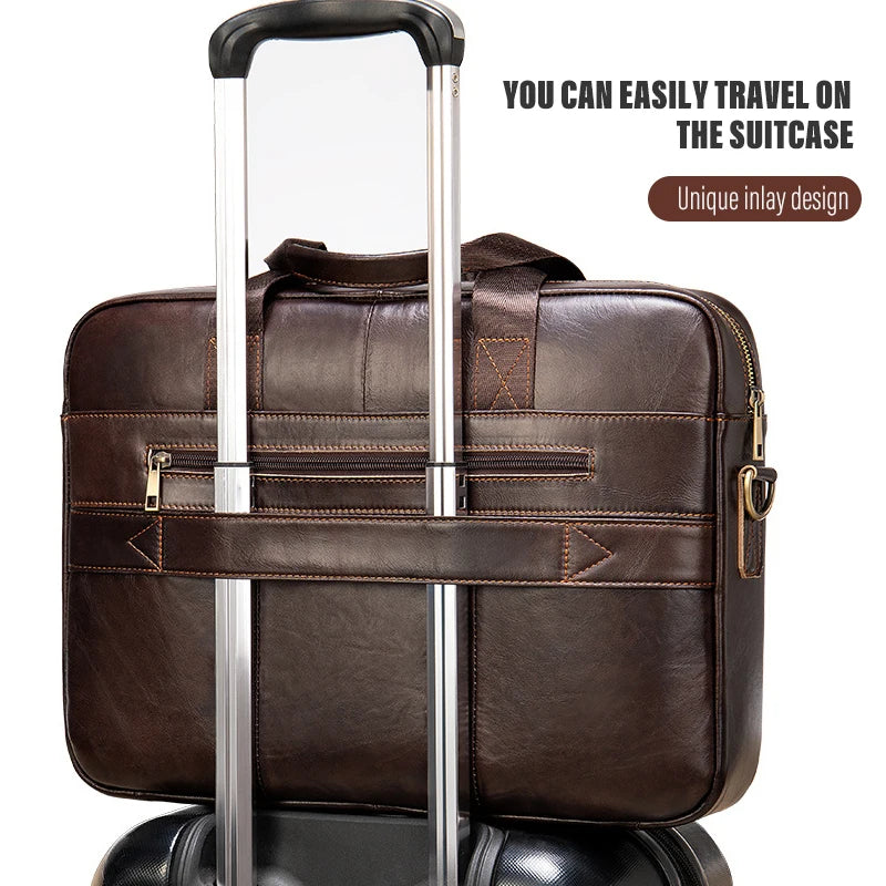 Laptop Bag Computer Handbag 15.6 16 inch Leather Business Travel Bag Cowhide Single Shoulder Bag Men's Briefcase For Lenovo Air