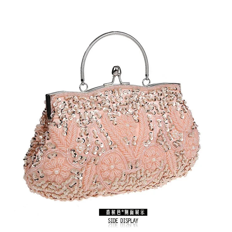 New Fashion Retro Women Evening Bags Beaded Ladies Clutch Purse Shoulder Chain Wedding Party Handbags Bags Purses and Handbags
