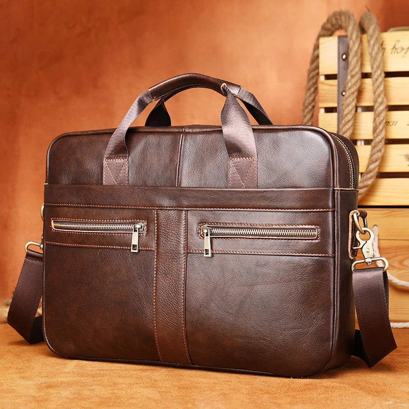 Laptop Bag Computer Handbag 15.6 16 inch Leather Business Travel Bag Cowhide Single Shoulder Bag Men's Briefcase For Lenovo Air