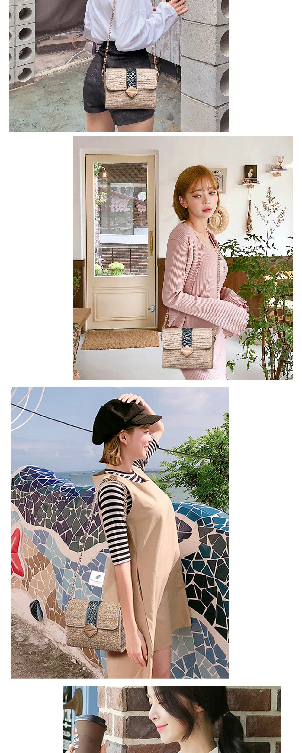 Clutch Crossbody bag Square Straw Bags Women Fashion Rattan Messenger Bag Handbag bolsas sacos соломенная сумка