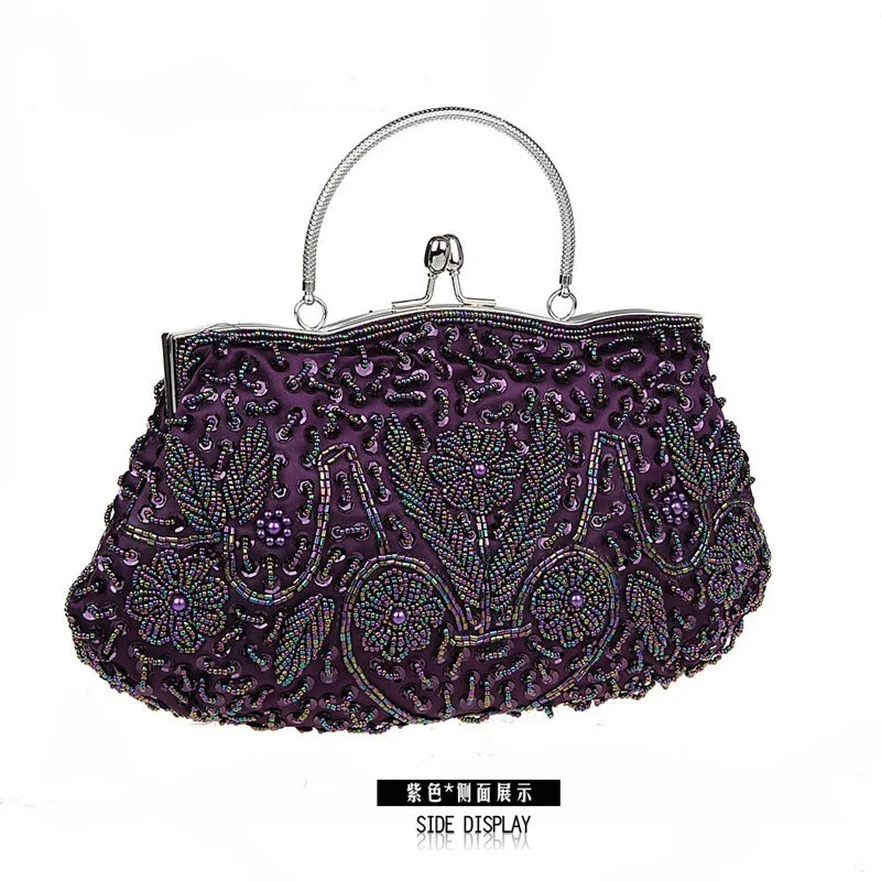 New Fashion Retro Women Evening Bags Beaded Ladies Clutch Purse Shoulder Chain Wedding Party Handbags Bags Purses and Handbags