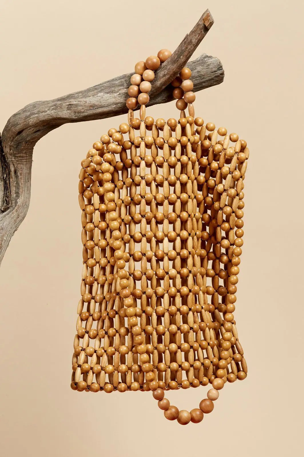 Hand-woven bag from natural wood beads handbag retro bamboo bag beach bag hollowed Creative antique style  fashion woven bag