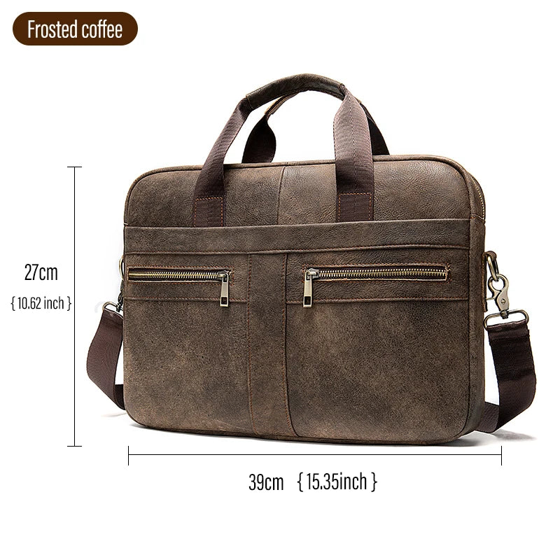 Laptop Bag Computer Handbag 15.6 16 inch Leather Business Travel Bag Cowhide Single Shoulder Bag Men's Briefcase For Lenovo Air