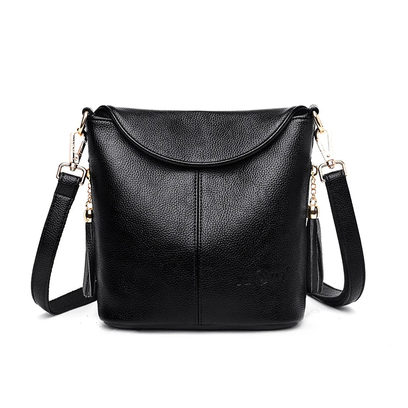 Women Messenger Bags Tassel Portable Genuine Leather Crossbody Bag Female Fashion Shoulder Bags For Women Clutch Small Handbags