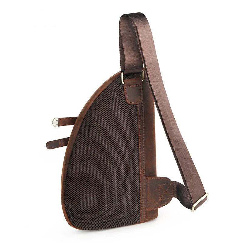Sling Bag Men's Genuine Leather Shoulder Bags for Men Casual Travel Messenger Bag Men Crossbody Bags Leather Chest Pack