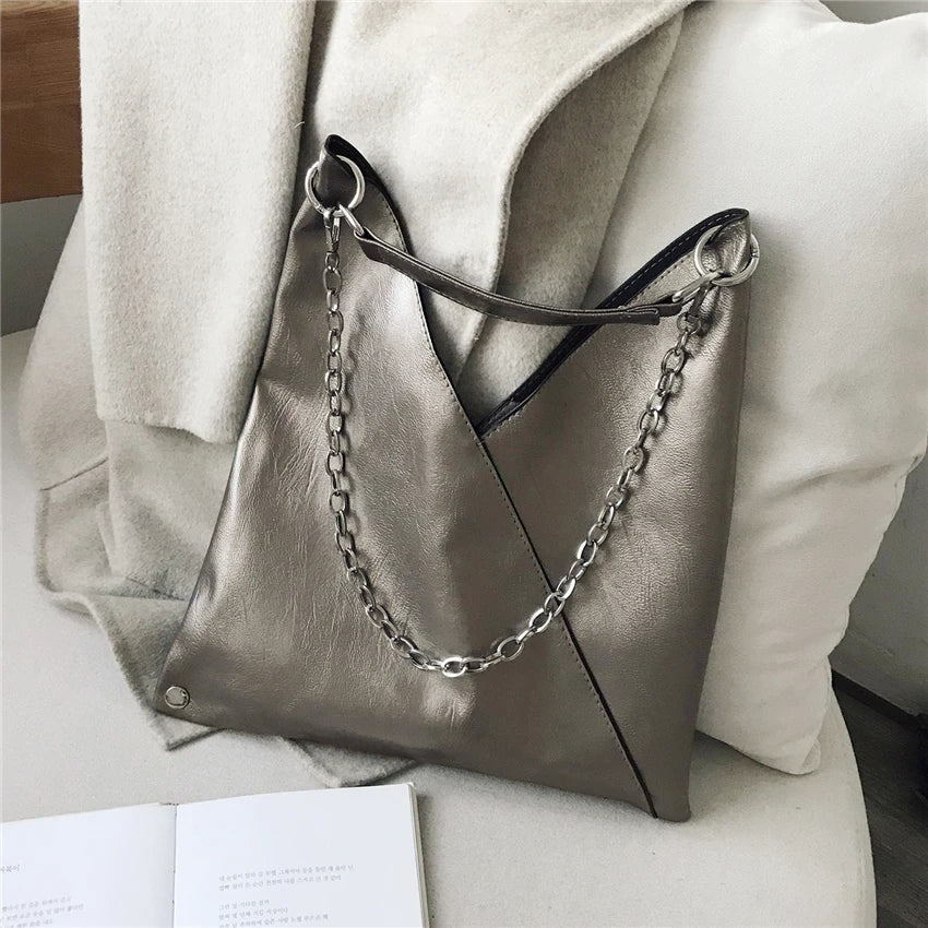 Fashion Leather Handbags for Ladies Luxury Handbags Women Bags Designer Large Capacity Tote Simple Chain Shoulder Bag Female