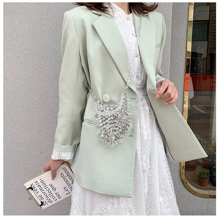 Evening Clutch Bags 2020 New Beaded Small Purses Women's Wallet Trendy Texture Transparent One-shoulder Messenger Bag Handmade