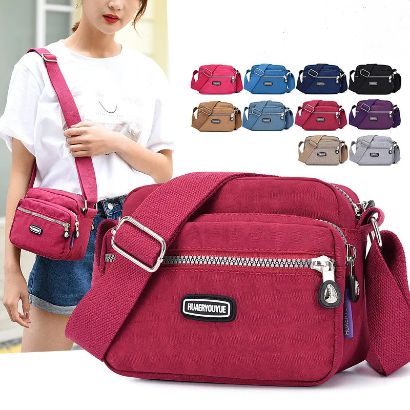 Women Nylon Handbags Messenger Bag Washed Tote Lightweight Waterproof Shoulder Bags Fashion Zipper Crossbody Bag Purse