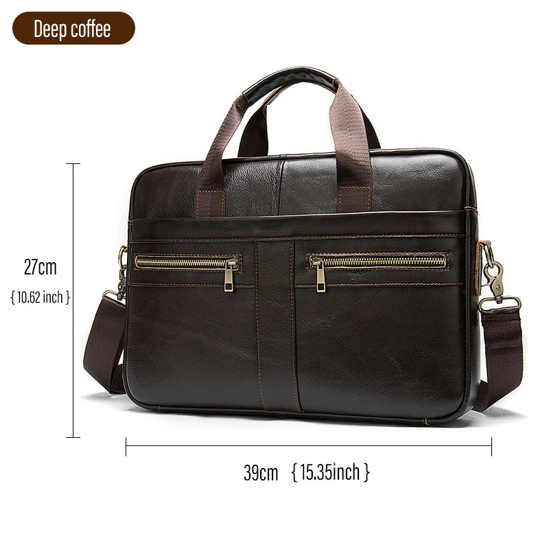 Laptop Bag Computer Handbag 15.6 16 inch Leather Business Travel Bag Cowhide Single Shoulder Bag Men's Briefcase For Lenovo Air