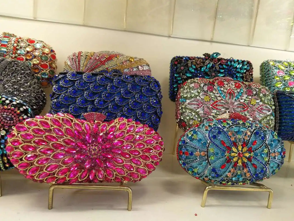 XIYUAN 15 Color Fashion Hollow Bow Woman Evening Bag Wedding Bride Diamond Stone Purse Crystal Banquet Gala Party Dinner Handbag