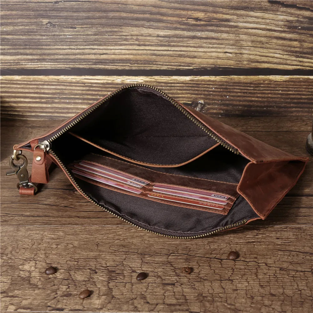 Men's Clutch Bags for men Genuine Leather Hand Bag Male Long Money Wallets Mobile Phone Pouch Man Party Clutch Card Holder