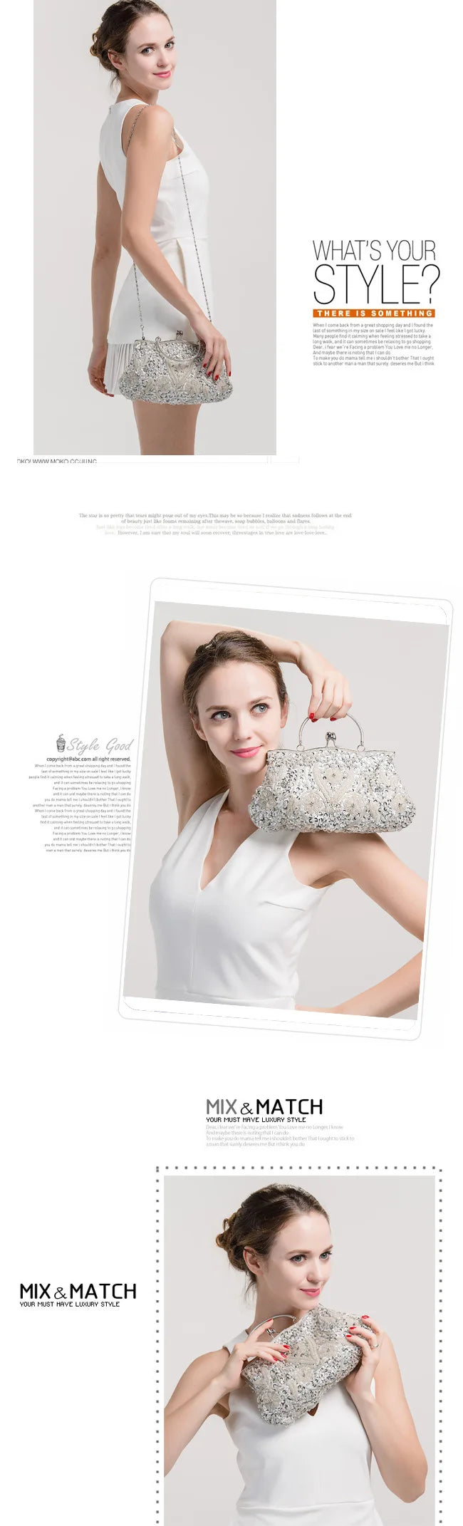 New Fashion Retro Women Evening Bags Beaded Ladies Clutch Purse Shoulder Chain Wedding Party Handbags Bags Purses and Handbags