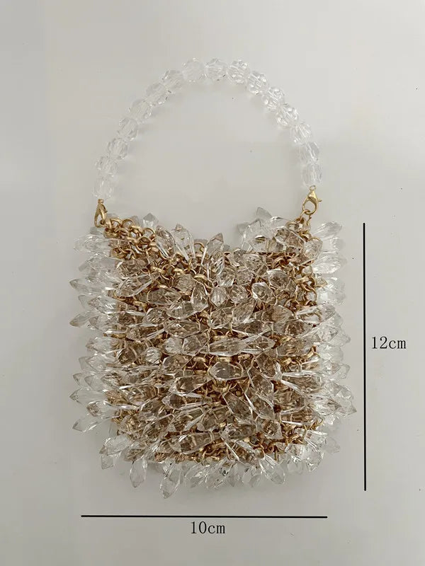Evening Clutch Bags 2020 New Beaded Small Purses Women's Wallet Trendy Texture Transparent One-shoulder Messenger Bag Handmade