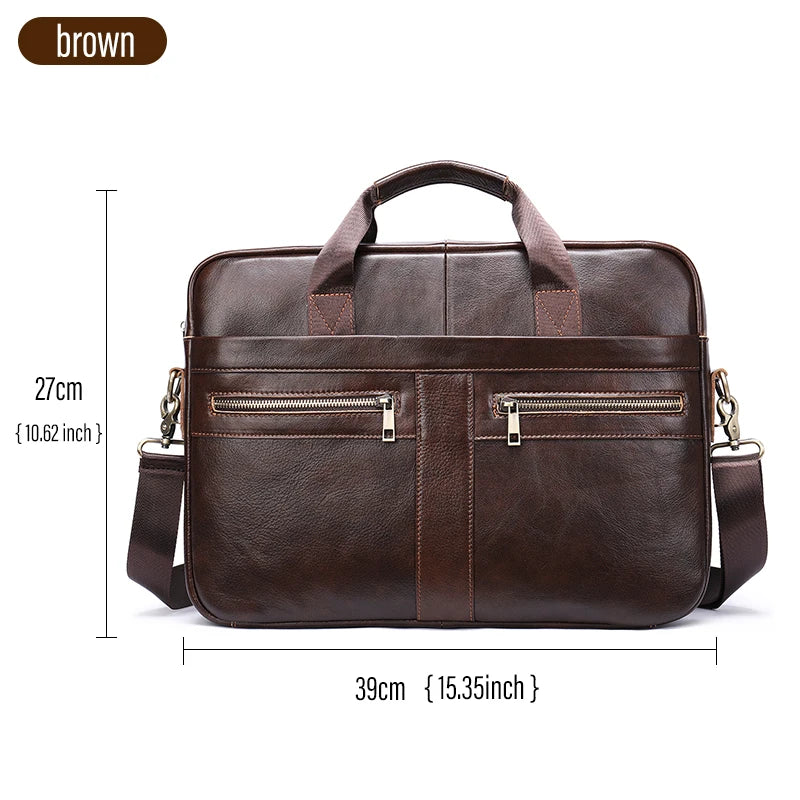 Laptop Bag Computer Handbag 15.6 16 inch Leather Business Travel Bag Cowhide Single Shoulder Bag Men's Briefcase For Lenovo Air
