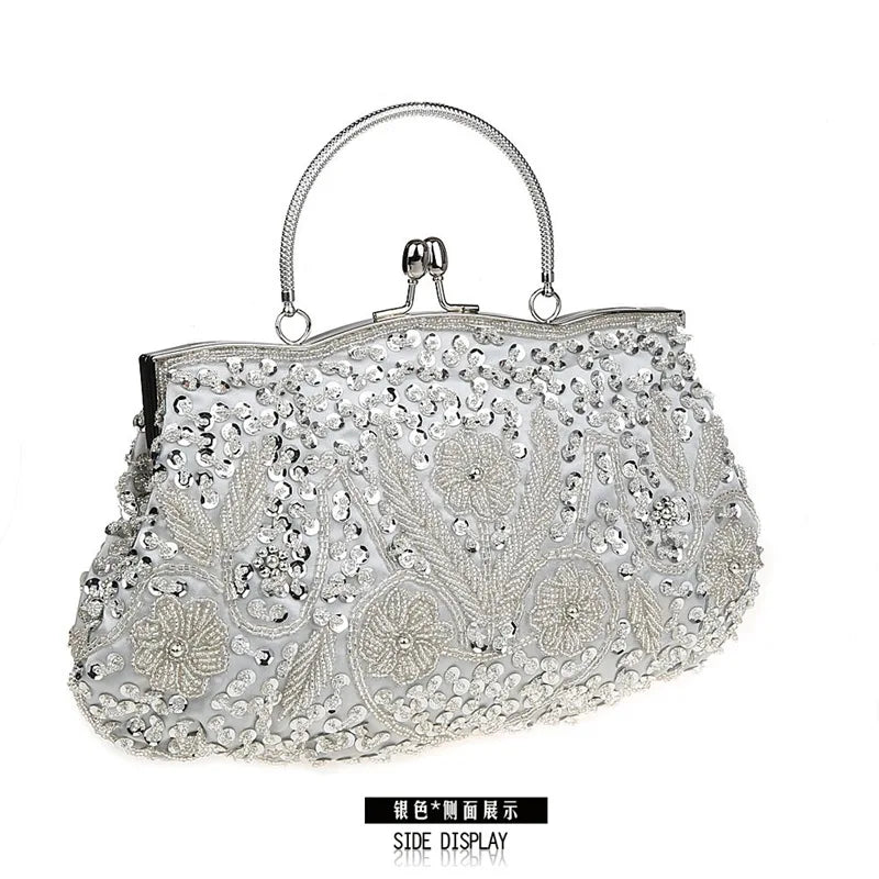 New Fashion Retro Women Evening Bags Beaded Ladies Clutch Purse Shoulder Chain Wedding Party Handbags Bags Purses and Handbags