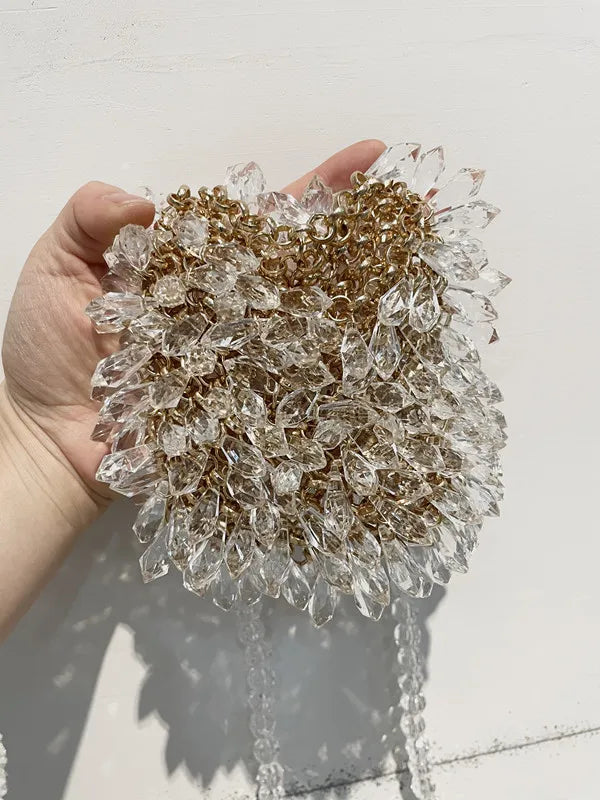 Evening Clutch Bags 2020 New Beaded Small Purses Women's Wallet Trendy Texture Transparent One-shoulder Messenger Bag Handmade