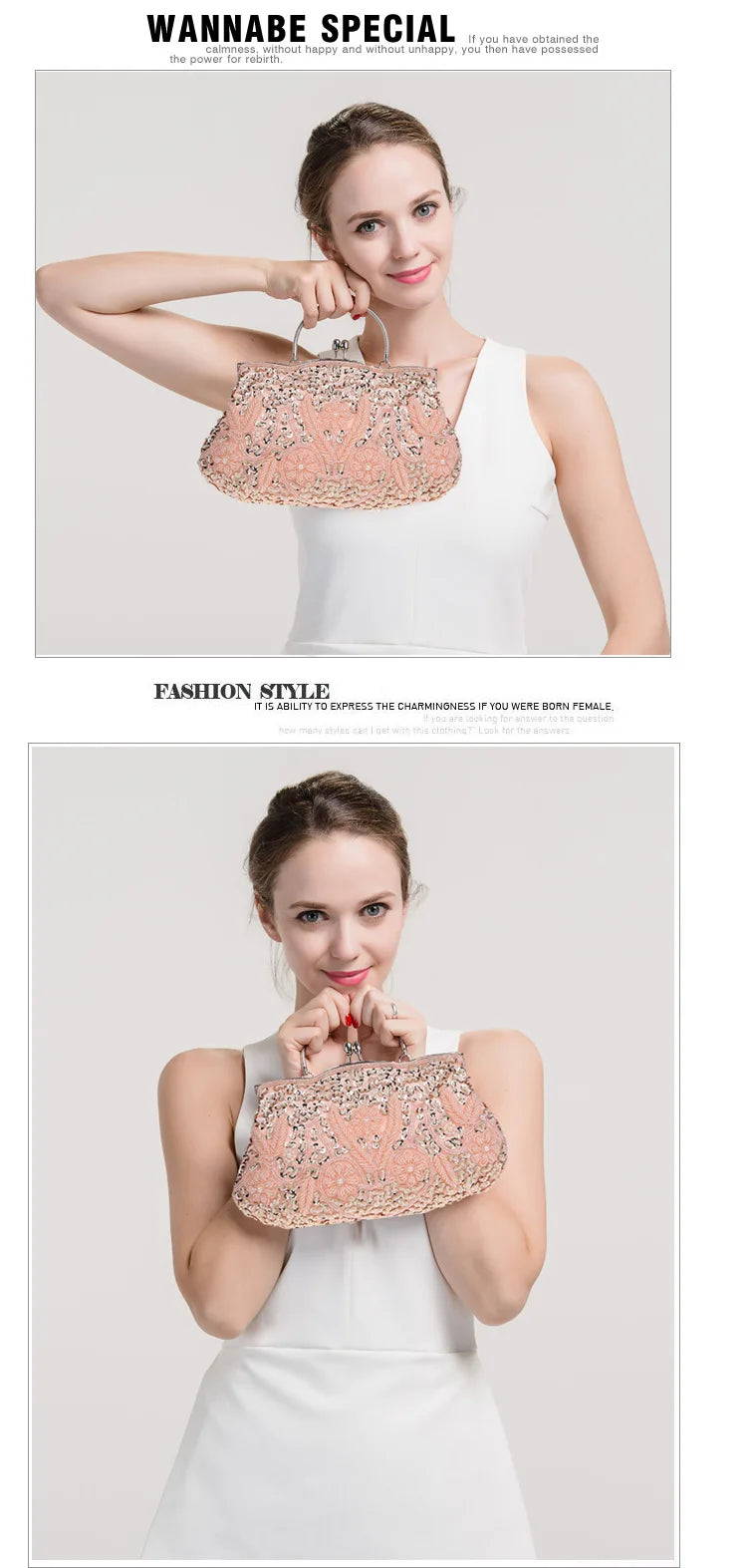 New Fashion Retro Women Evening Bags Beaded Ladies Clutch Purse Shoulder Chain Wedding Party Handbags Bags Purses and Handbags