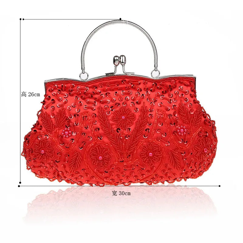 New Fashion Retro Women Evening Bags Beaded Ladies Clutch Purse Shoulder Chain Wedding Party Handbags Bags Purses and Handbags