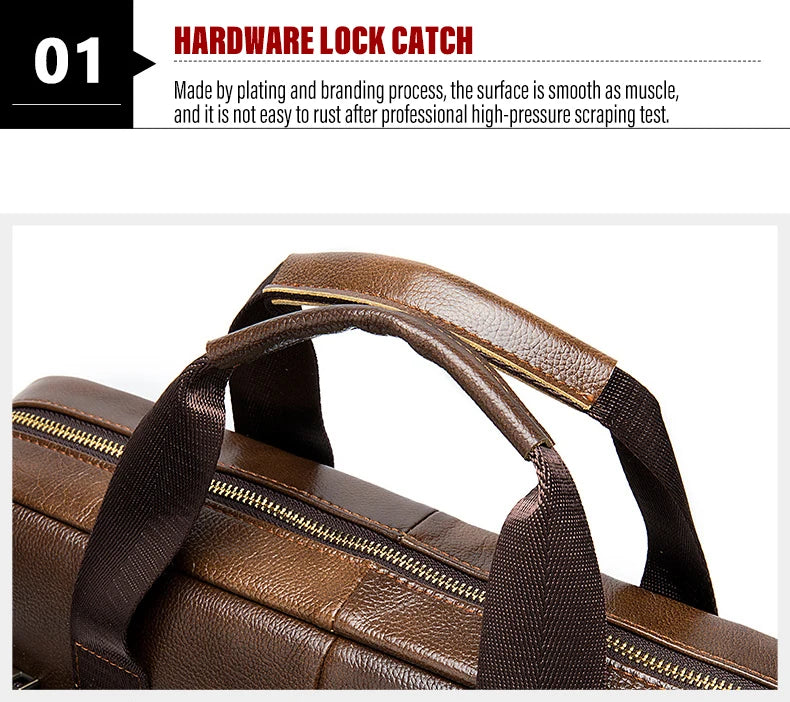 Laptop Bag Computer Handbag 15.6 16 inch Leather Business Travel Bag Cowhide Single Shoulder Bag Men's Briefcase For Lenovo Air