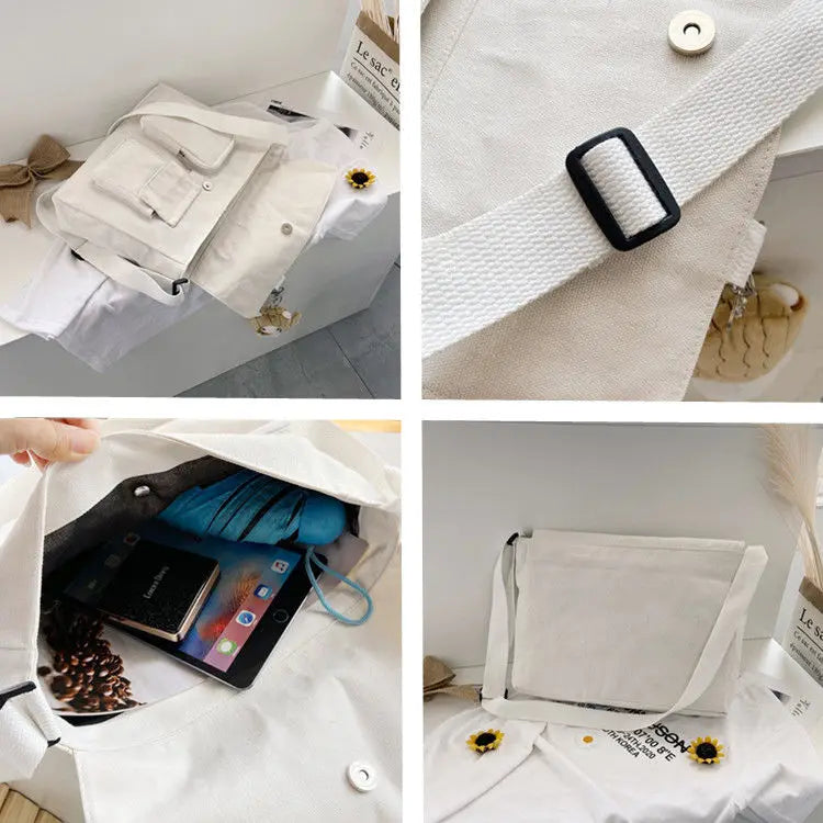 Women Simple Messenger Bag Casual Satchel Ladies Handbags Shoulder Bag Pouch Girls Sweet Printed Canvas Cross School Bags Purses