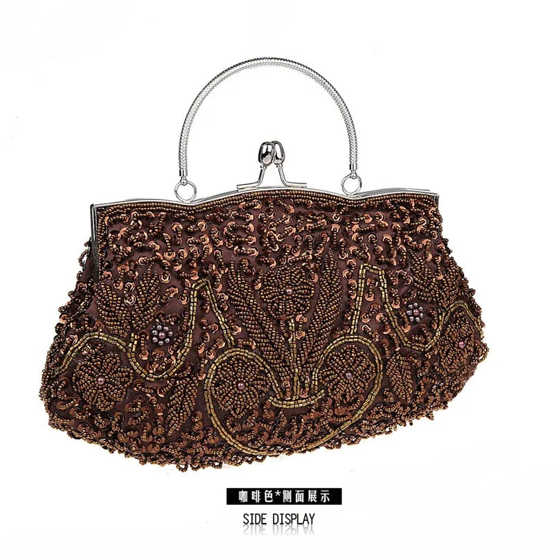 New Fashion Retro Women Evening Bags Beaded Ladies Clutch Purse Shoulder Chain Wedding Party Handbags Bags Purses and Handbags