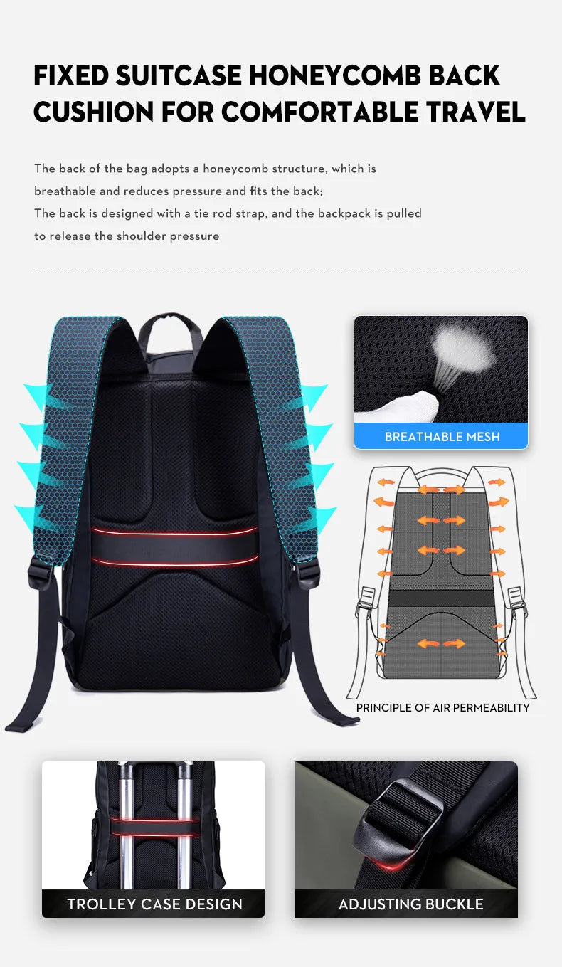 Men School Bag Laptop Backpack Sports Daypacks Waterproof  Shoulder Bags Anti-thief  Large Capacity Travel Bag  for 15" Laptops