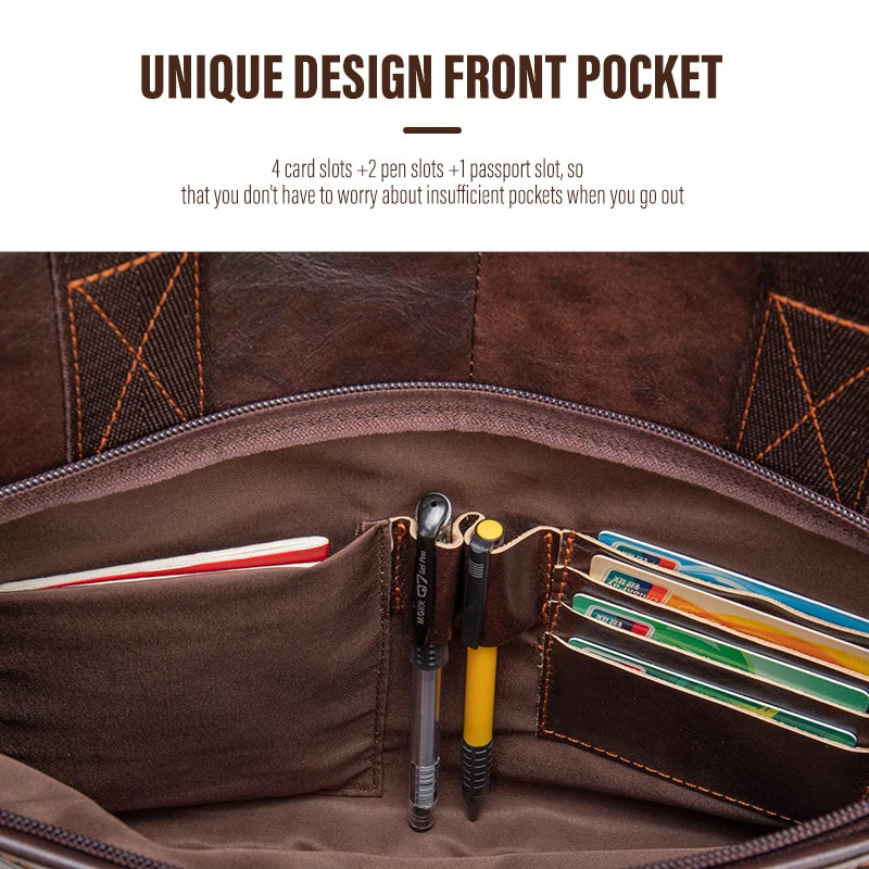 Laptop Bag Computer Handbag 15.6 16 inch Leather Business Travel Bag Cowhide Single Shoulder Bag Men's Briefcase For Lenovo Air