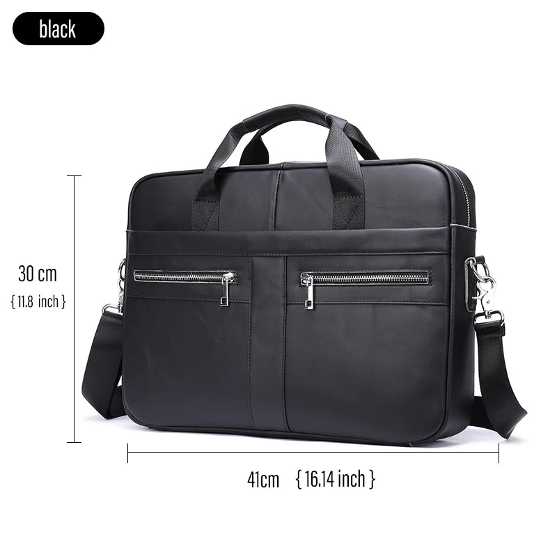 Laptop Bag Computer Handbag 15.6 16 inch Leather Business Travel Bag Cowhide Single Shoulder Bag Men's Briefcase For Lenovo Air