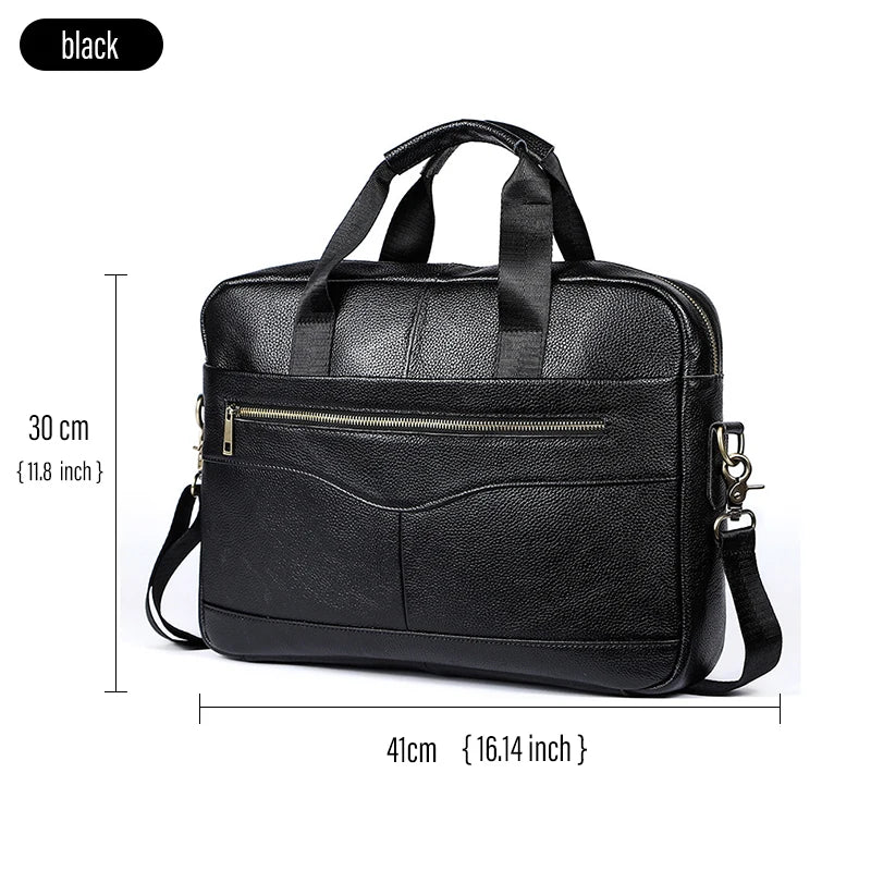 Laptop Bag Computer Handbag 15.6 16 inch Leather Business Travel Bag Cowhide Single Shoulder Bag Men's Briefcase For Lenovo Air