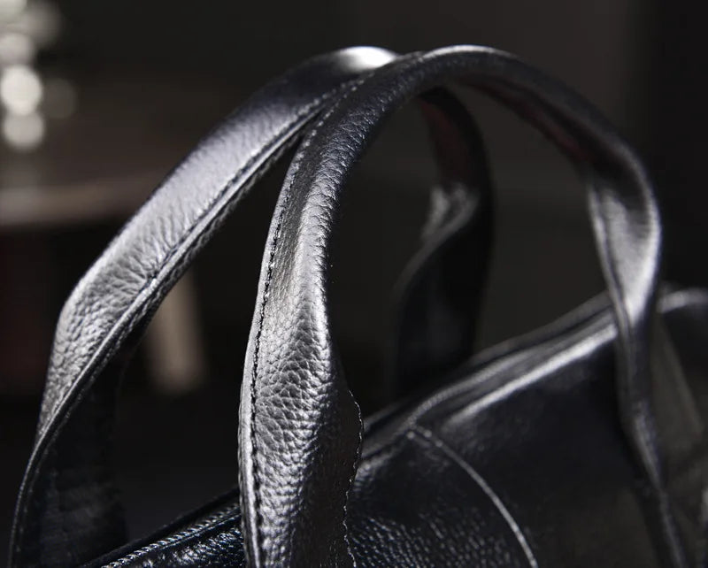 Business Laptop Bag Men Genuine Leather Handbags Male Leather Travel Briefcases Men High Quality Cowhide Leather Messenger Bags