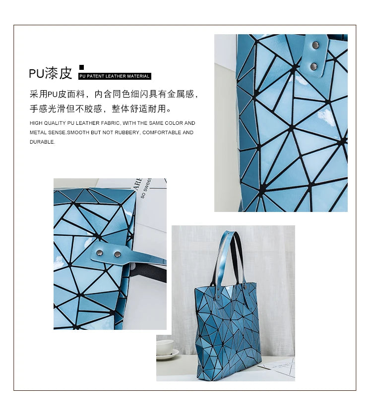 new luxury handbags women bags designer Beach Large tote Hologram Shoulder Bag sac a main Geometric bag bolsa feminina Silver