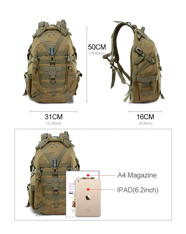 Camping Backpack Men's Bag Travel Bags Tactical Molle Climbing Rucksack Hiking Outdoor Reflective Shoulder Fishing Laptop Bag