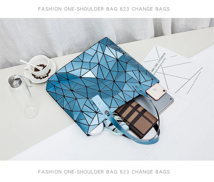 new luxury handbags women bags designer Beach Large tote Hologram Shoulder Bag sac a main Geometric bag bolsa feminina Silver