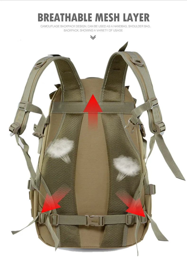 Camping Backpack Men's Bag Travel Bags Tactical Molle Climbing Rucksack Hiking Outdoor Reflective Shoulder Fishing Laptop Bag
