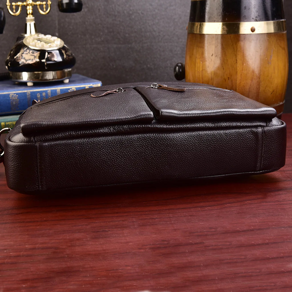 Business Laptop Bag Men Genuine Leather Handbags Male Leather Travel Briefcases Men High Quality Cowhide Leather Messenger Bags